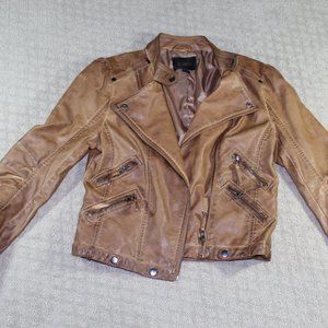 Blu Pepper Tan Leather Moto Jacket